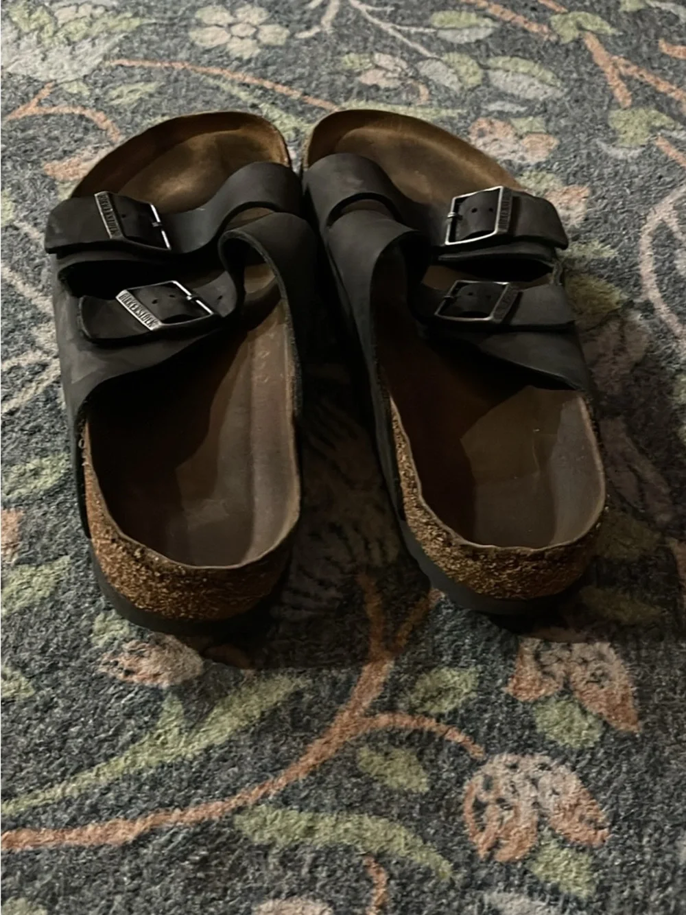 Men's Double-Buckle Slide Sandals in Black
